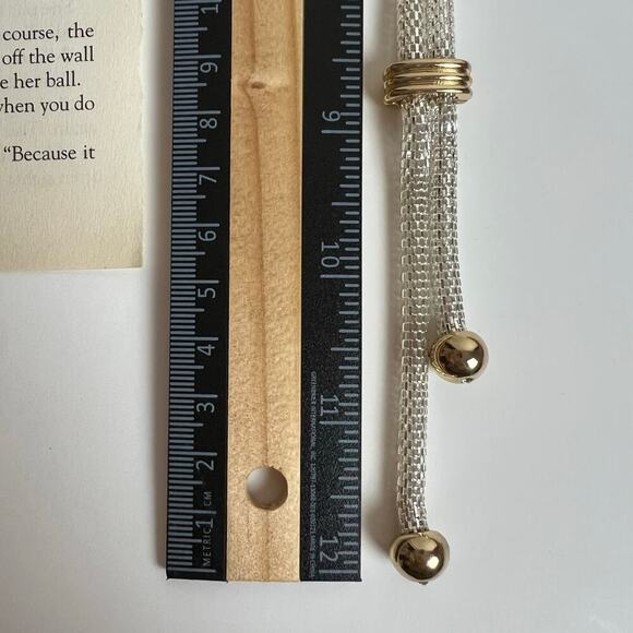 NEW Vintage 80s NRQ Lariat Silver and Gold Necklace Hoop Earrings Jewelry Set - Picture 14 of 15